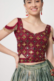 Silk Green Printed Flared Style Lehenga
