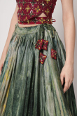 Silk Green Printed Flared Style Lehenga