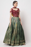 Silk Green Printed Flared Style Lehenga