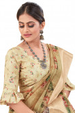 Silk Indian Wedding Saree In Beige Color