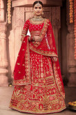 Silk Indian Wedding Lehenga Choli In Red Color