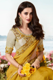 Silk Lehenga Style Saree In Mustard Colour