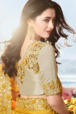 Silk Lehenga Style Saree In Mustard Colour