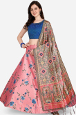 Silk Light Pink Digital print A-Line Style Lehenga