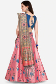 Silk Light Pink Digital print A-Line Style Lehenga