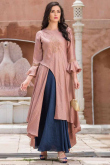 Silk Navy Blue Indo Western Style Lehenga