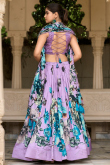 Silk Light Purple Floral Print Flared Style Lehenga