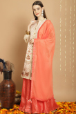 Silk Lurex Thread Weaved Salmon Orange Lehenga 