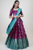 Silk Magenta Pink Woven Zari Flared Lehenga