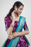 Silk Magenta Pink Woven Zari Flared Lehenga