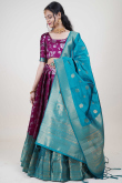 Silk Magenta Pink Woven Zari Flared Lehenga