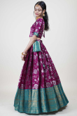 Silk Magenta Pink Woven Zari Flared Lehenga