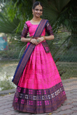 Silk Magenta Pink Woven Zari Flared Style Lehenga