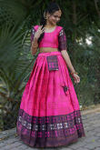 Silk Magenta Pink Woven Zari Flared Style Lehenga
