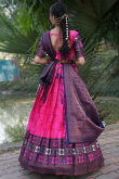 Silk Magenta Pink Woven Zari Flared Style Lehenga
