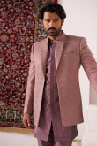 Silk Mauve Taupe Men's Sherwani With Embroidered Jacket 