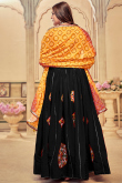 Silk Mirror Embroidered Flared Style Black Chaniya Choli