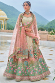 Silk Multi Color Beads Embroidered Panelled Style Lehenga