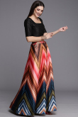 Silk Multi Color Digital print A-Line Style Lehenga