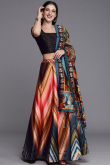 Silk Multi Color Digital print A-Line Style Lehenga