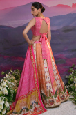 Silk Blend Multi Color Panelled Style Lehenga With Printed Work