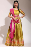 Silk Mustard Yellow A Line Weaved Lehenga 