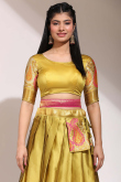Silk Mustard Yellow A Line Weaved Lehenga 