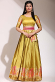 Silk Mustard Yellow A Line Weaved Lehenga 