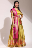 Silk Mustard Yellow A Line Weaved Lehenga 