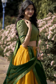 Silk Mustard Yellow Woven Zari A-line style Lehenga