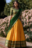 Silk Mustard Yellow Woven Zari A-line style Lehenga