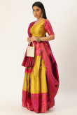 Silk Mustard Yellow Woven Zari Pleated Lehenga
