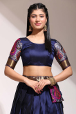 Silk Navy Blue A Line Weaved Lehenga 