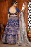 Silk Navy Blue Resham embroidered Panelled Style Lehenga