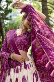 Silk Off White Bandhej Print Flared Style Lehenga