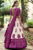 Silk Off White Bandhej Print Flared Style Lehenga