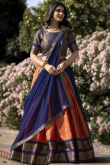 Silk Orange Woven Zari A-line style Lehenga