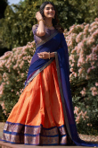 Silk Orange Woven Zari A-line style Lehenga