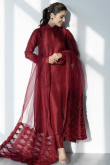 Silk Pakistani Pant Style Suit for Wedding In Maroon Colour