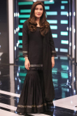 Silk Pakistani Sharara Suit In Black Colour