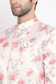 Silk Pale Pink Printed Jodhpuri Style Men's Coat Pant