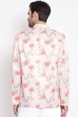 Silk Pale Pink Printed Jodhpuri Style Men's Coat Pant