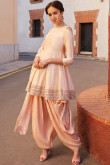 Silk Peplum Style Punjabi Suit In Peach Colour for Eid