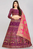 Silk Plum Purple Woven Zari Lehenga Choli 