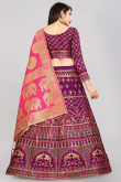 Silk Plum Purple Woven Zari Lehenga Choli 