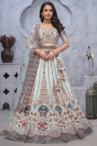 Silk Powder Blue Zari Embroidered Panelled Style Lehenga 