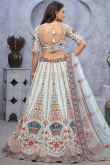Silk Powder Blue Zari Embroidered Panelled Style Lehenga 