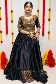 Silk Printed Black Flared Style Chaniya Choli