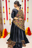 Silk Printed Black Flared Style Chaniya Choli