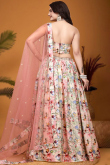 Silk Printed Creamy Pink Flared Style Lehenga 
